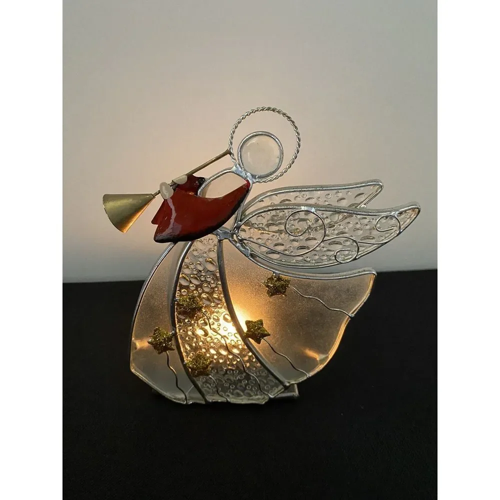 Angel & Trumpet Votive Glass Silver Plated Candle Holder International Silver Co